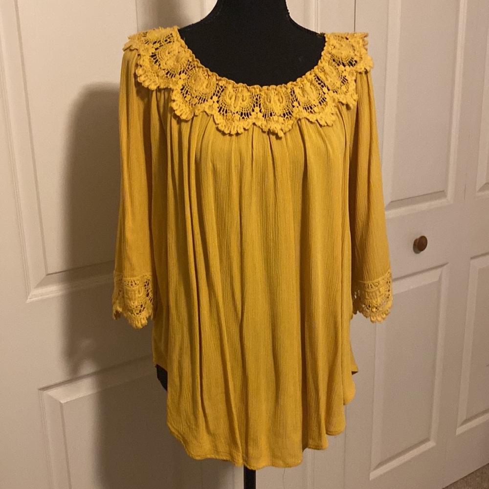 Scoop Neck Blouse 3/4 Sleeve
